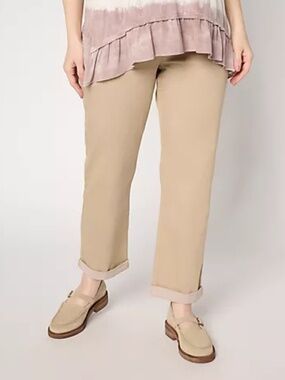 LOGO by Lori Goldstein Regular Ankle Length Boyfriend Jeans, Mink Sz 10 a715876